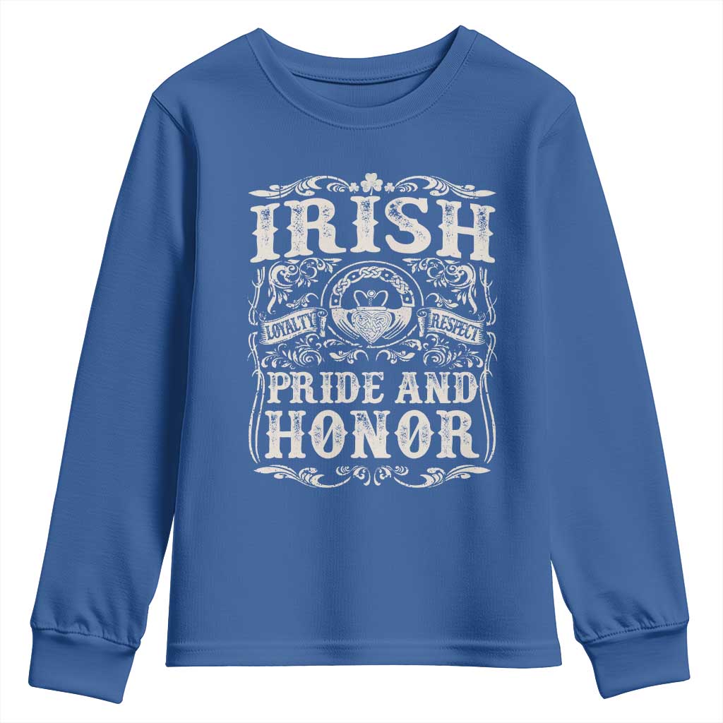 Irish Pride And Honor Youth Sweatshirt Vintage Claddagh Ring Celtic Knot