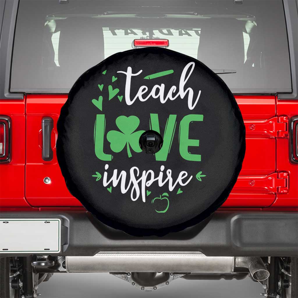 St Patrick's Day Teach Love Inspire Spare Tire Cover Teacher Shamrock