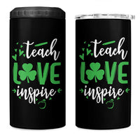 St Patrick's Day Teach Love Inspire 4 in 1 Can Cooler Tumbler Teacher Shamrock