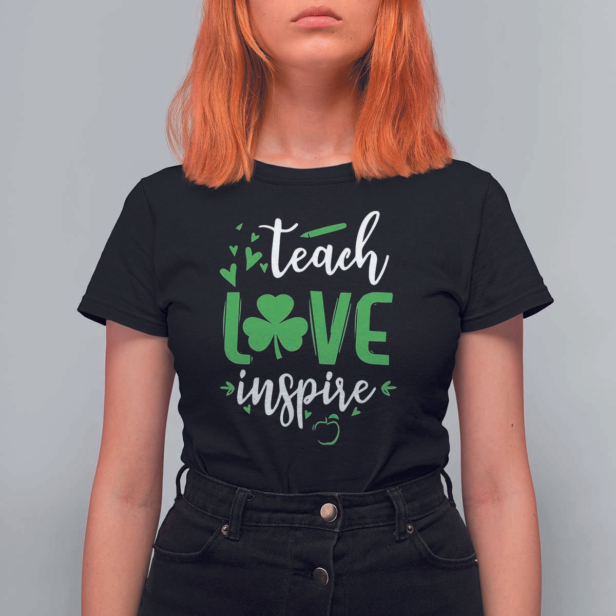 St Patrick's Day Teach Love Inspire T Shirt For Women Teacher Shamrock