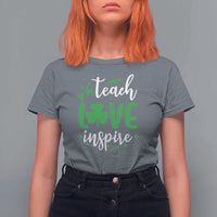 St Patrick's Day Teach Love Inspire T Shirt For Women Teacher Shamrock