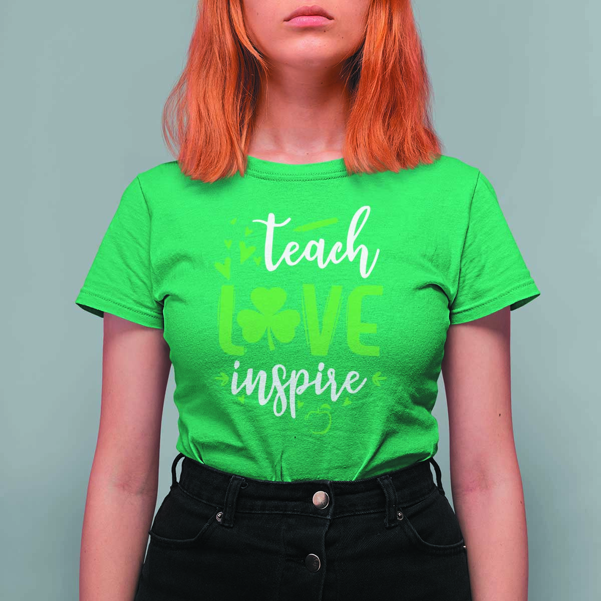 St Patrick's Day Teach Love Inspire T Shirt For Women Teacher Shamrock