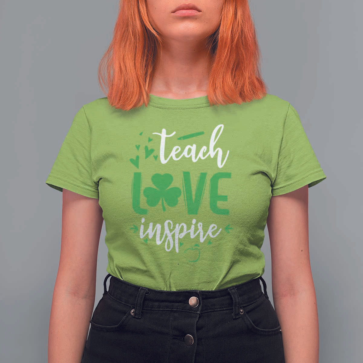 St Patrick's Day Teach Love Inspire T Shirt For Women Teacher Shamrock