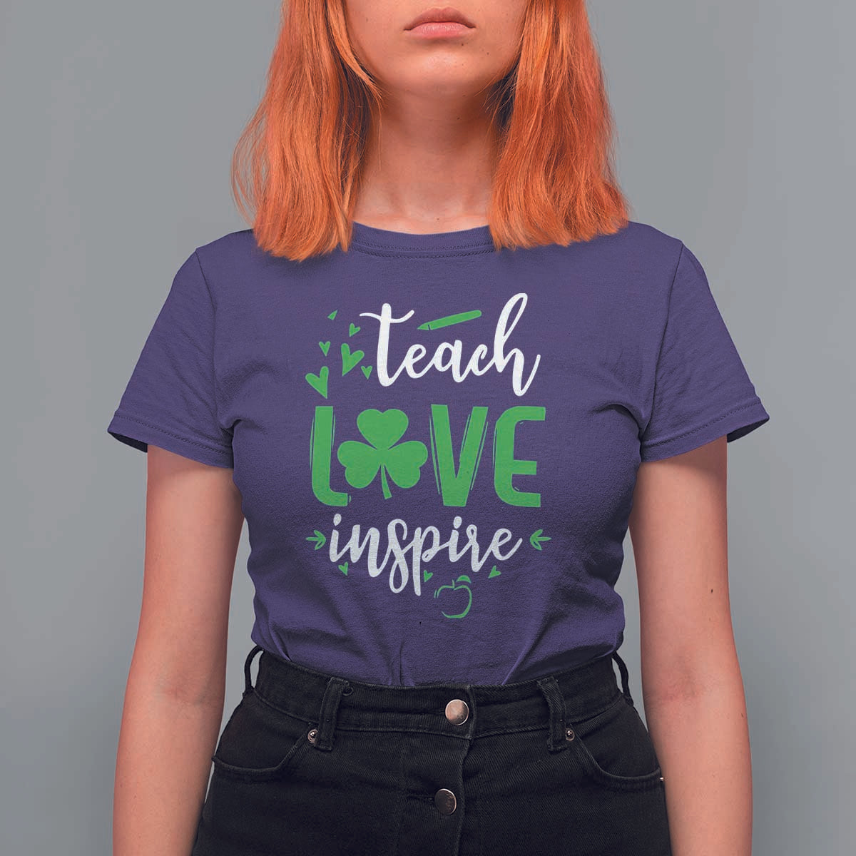 St Patrick's Day Teach Love Inspire T Shirt For Women Teacher Shamrock