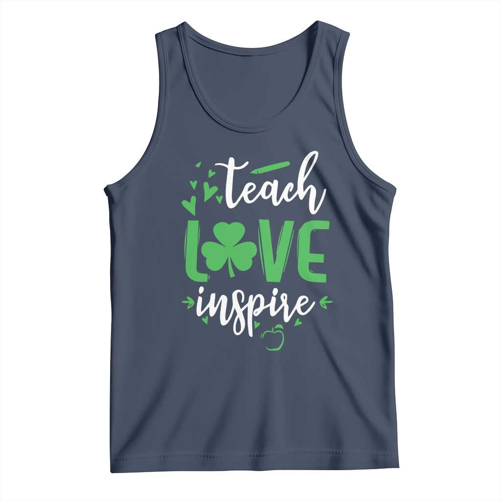 St Patrick's Day Teach Love Inspire Tank Top Teacher Shamrock