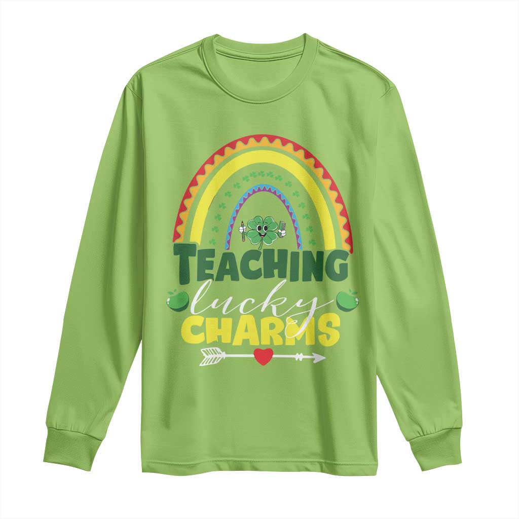 Funny St Patrick's Day Teacher Long Sleeve Shirt Teaching Lucky Charms