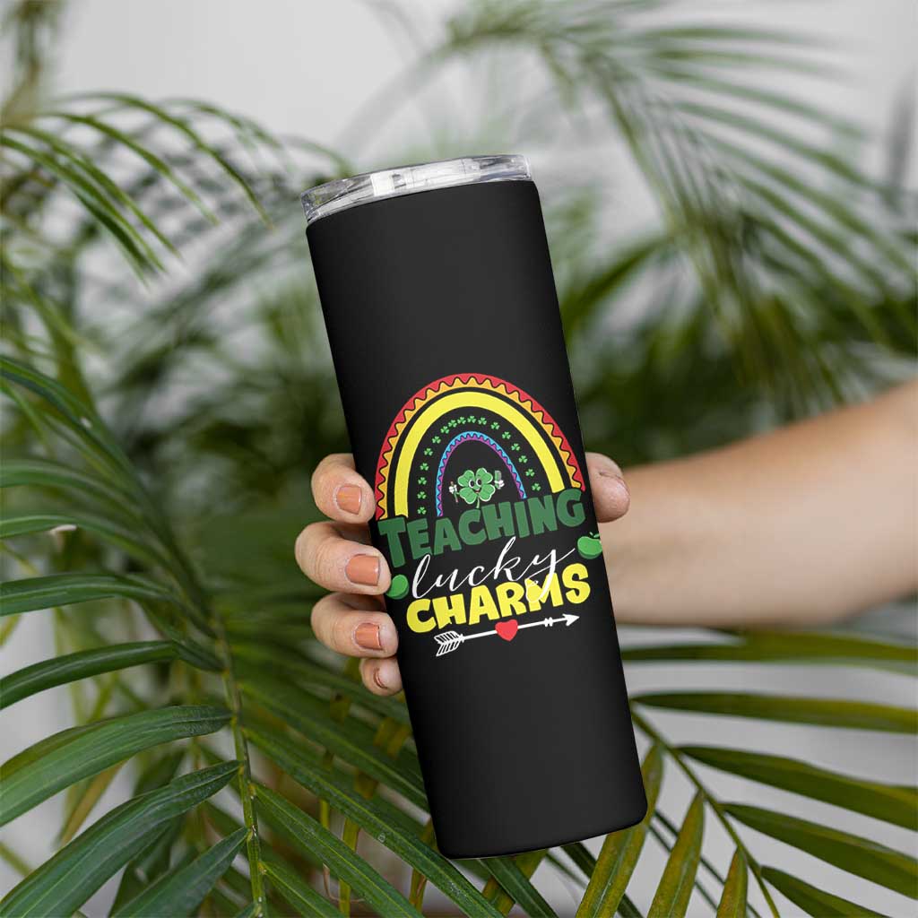 Funny St Patrick's Day Teacher Skinny Tumbler Teaching Lucky Charms