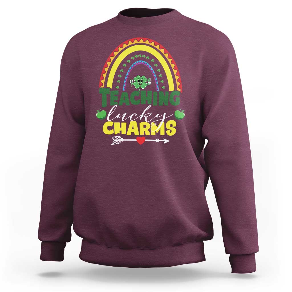 Funny St Patrick's Day Teacher Sweatshirt Teaching Lucky Charms