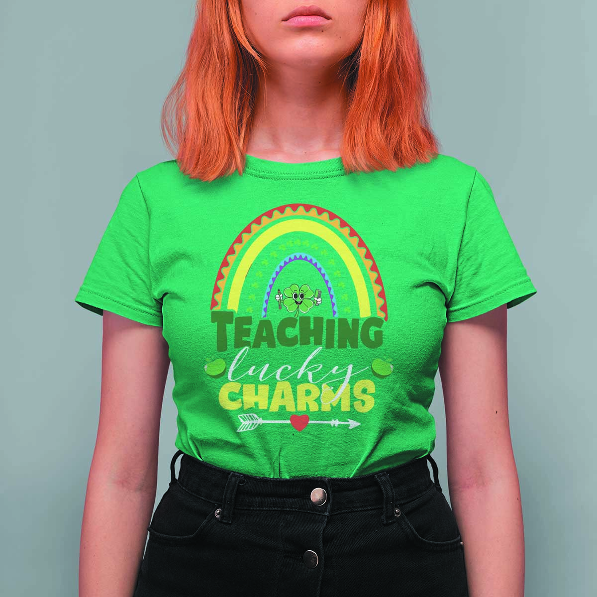 Funny St Patrick's Day Teacher T Shirt For Women Teaching Lucky Charms