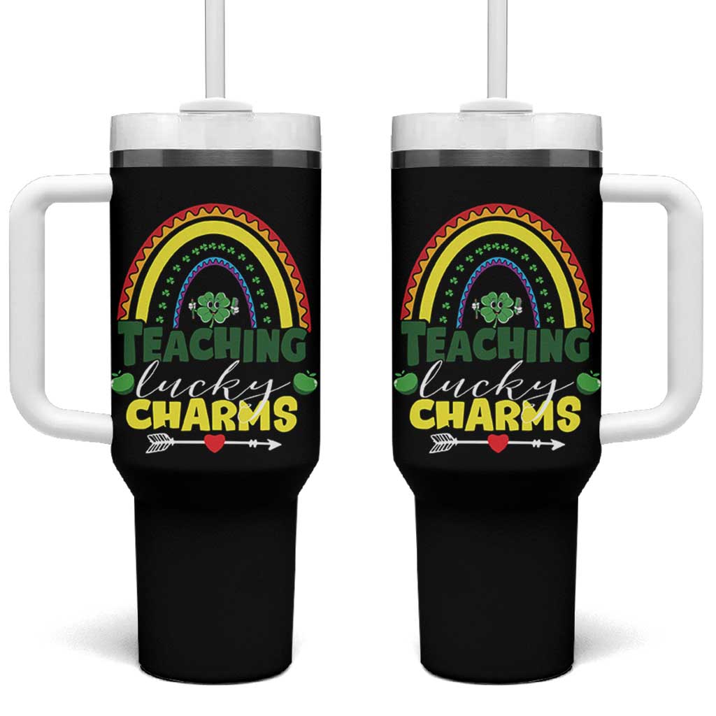 Funny St Patrick's Day Teacher Tumbler With Handle Teaching Lucky Charms
