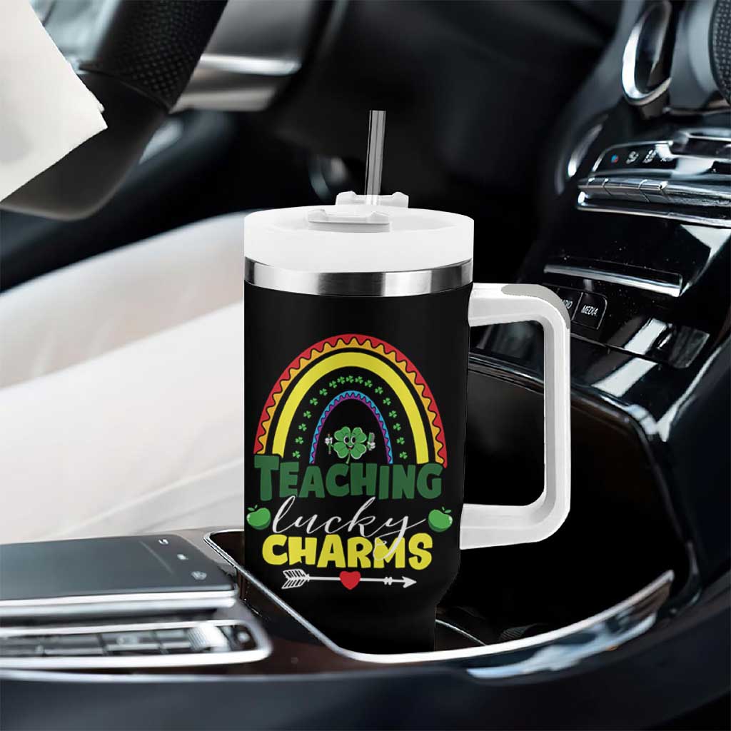 Funny St Patrick's Day Teacher Tumbler With Handle Teaching Lucky Charms