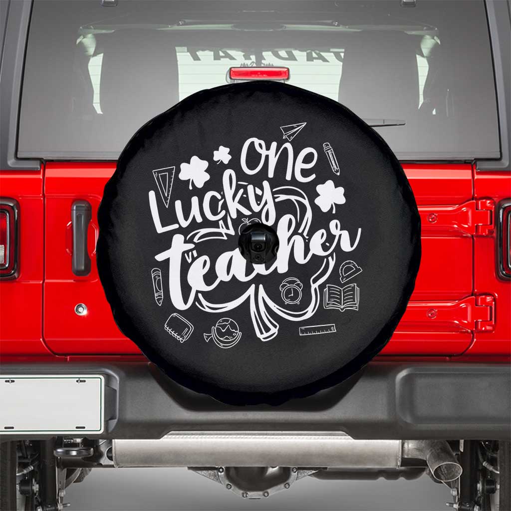 Funny St Patrick's Day Irish Teacher Spare Tire Cover One Lucky Teacher Shamrock
