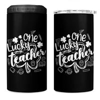 Funny St Patrick's Day Irish Teacher 4 in 1 Can Cooler Tumbler One Lucky Teacher Shamrock