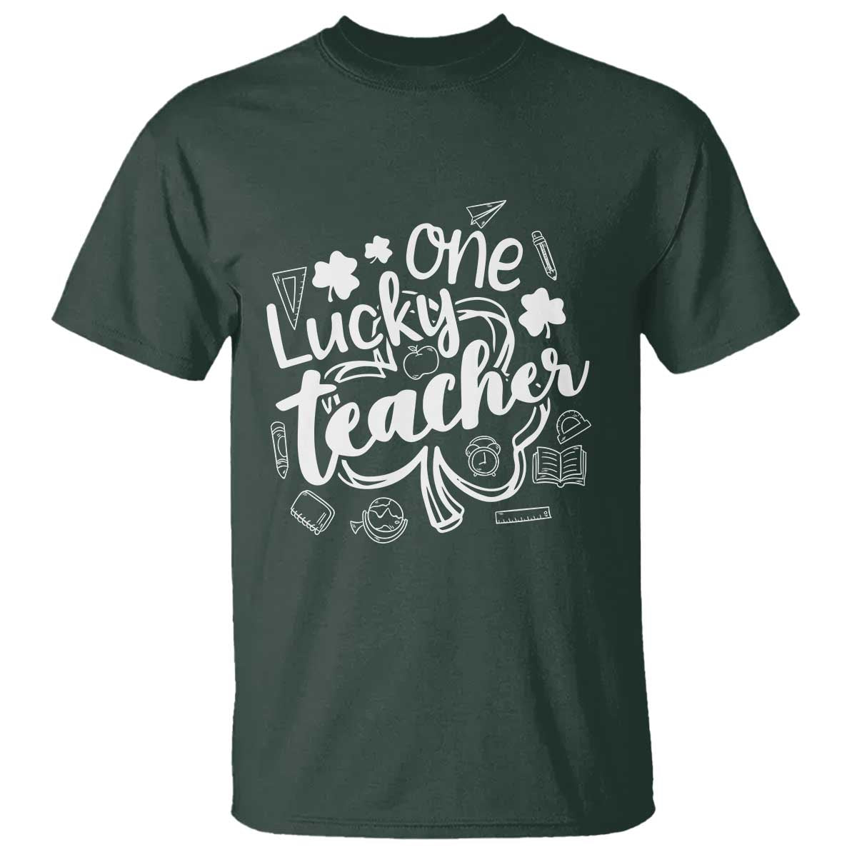 Funny St Patrick's Day Irish Teacher T Shirt One Lucky Teacher Shamrock
