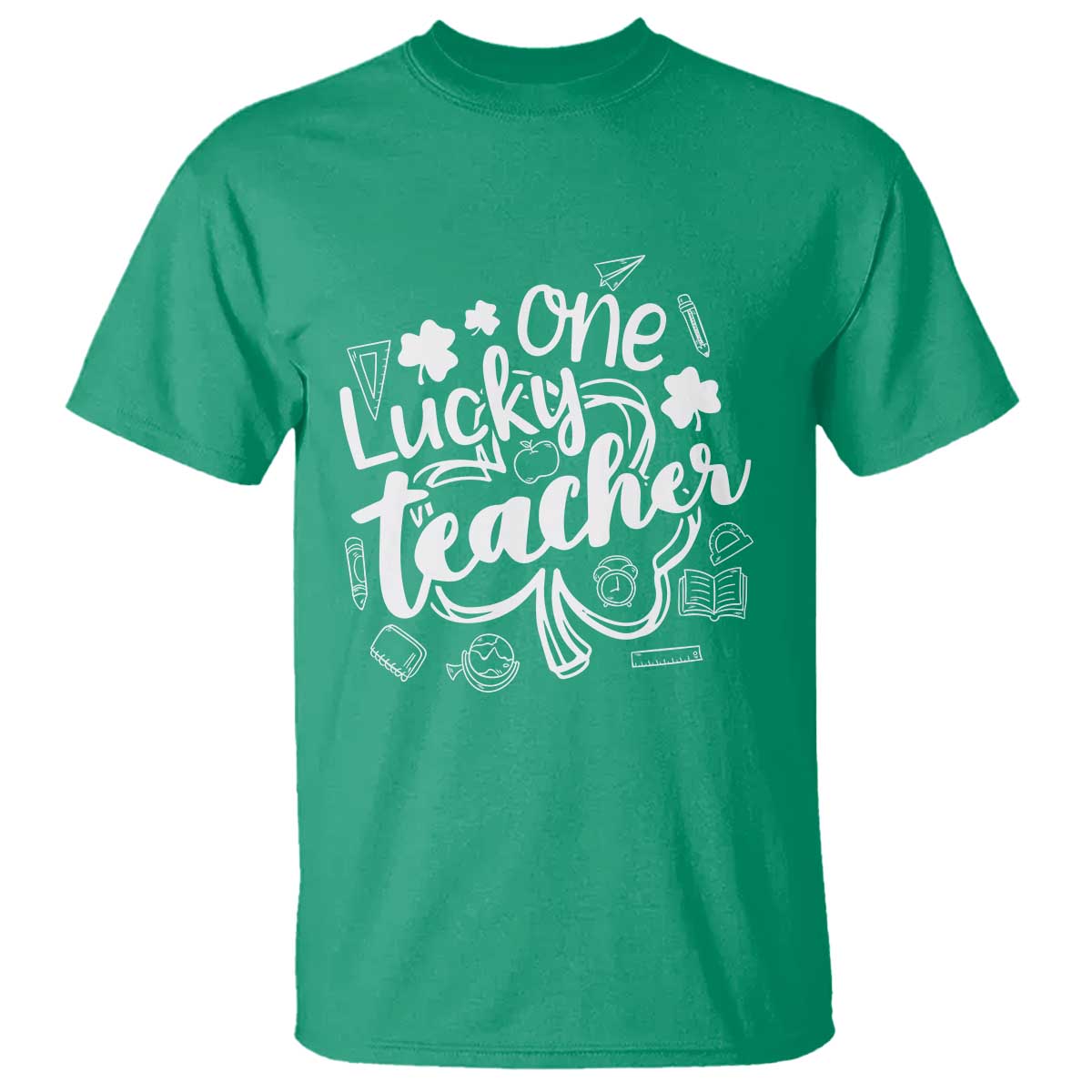 Funny St Patrick's Day Irish Teacher T Shirt One Lucky Teacher Shamrock