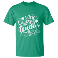 Funny St Patrick's Day Irish Teacher T Shirt One Lucky Teacher Shamrock