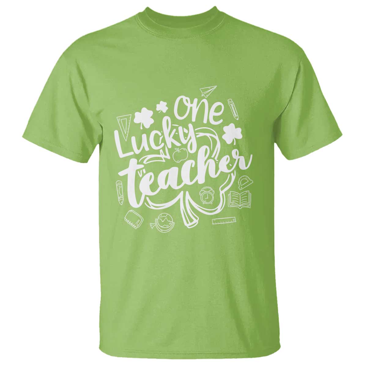 Funny St Patrick's Day Irish Teacher T Shirt One Lucky Teacher Shamrock