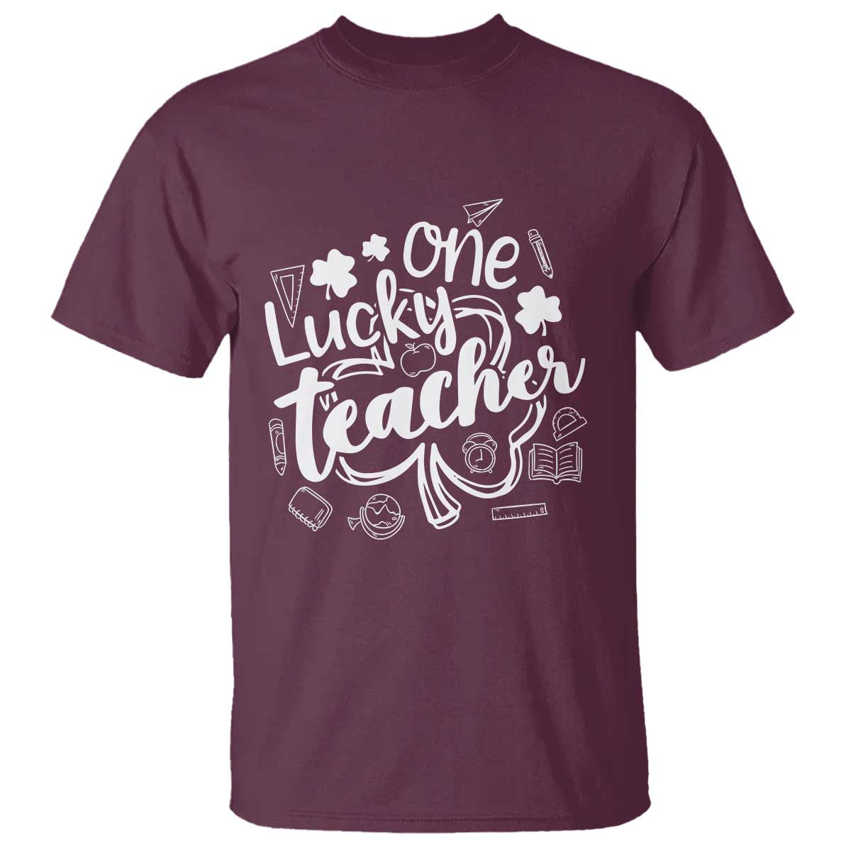 Funny St Patrick's Day Irish Teacher T Shirt One Lucky Teacher Shamrock