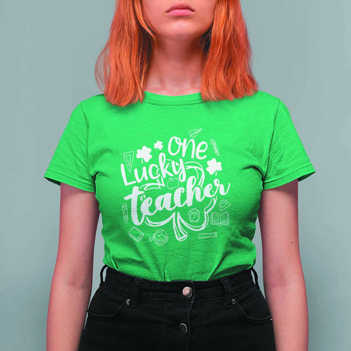 Funny St Patrick's Day Irish Teacher T Shirt For Women One Lucky Teacher Shamrock