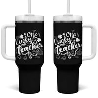 Funny St Patrick's Day Irish Teacher Tumbler With Handle One Lucky Teacher Shamrock