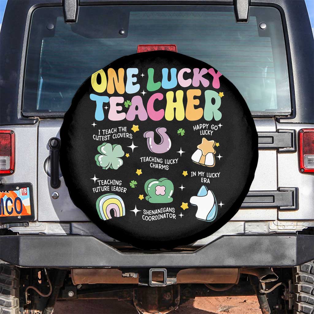 Funny St Patrick's Day Irish Teacher Spare Tire Cover One Lucky Teacher Lucky Era Shamrock