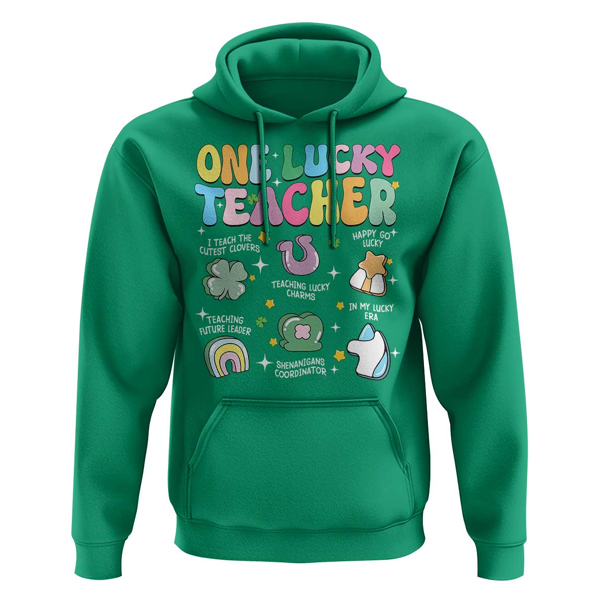 Funny St Patrick's Day Irish Teacher Hoodie One Lucky Teacher Lucky Era Shamrock