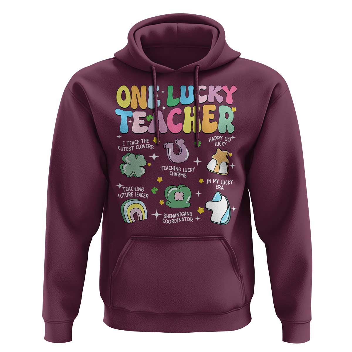 Funny St Patrick's Day Irish Teacher Hoodie One Lucky Teacher Lucky Era Shamrock
