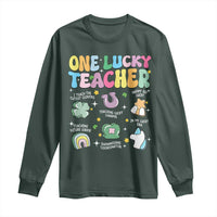 Funny St Patrick's Day Irish Teacher Long Sleeve Shirt One Lucky Teacher Lucky Era Shamrock