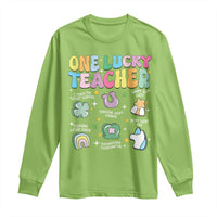 Funny St Patrick's Day Irish Teacher Long Sleeve Shirt One Lucky Teacher Lucky Era Shamrock