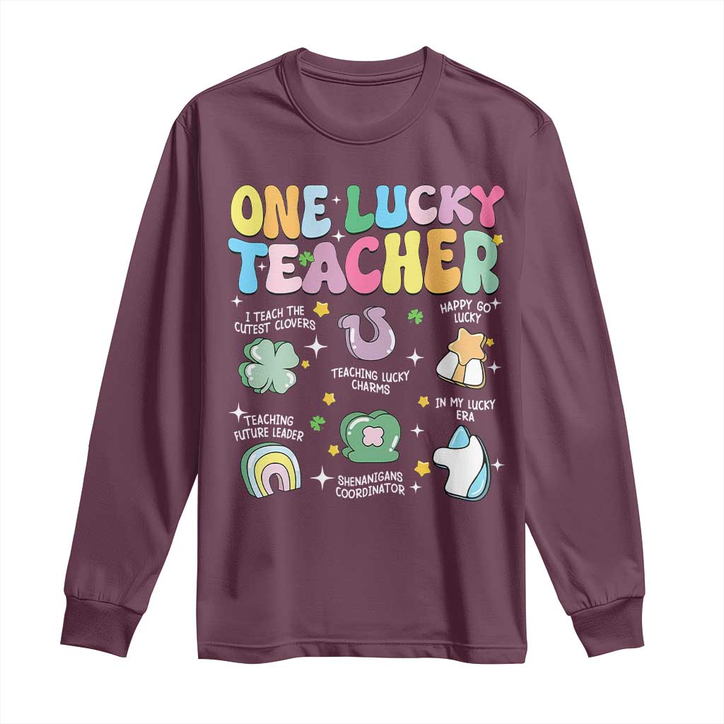Funny St Patrick's Day Irish Teacher Long Sleeve Shirt One Lucky Teacher Lucky Era Shamrock