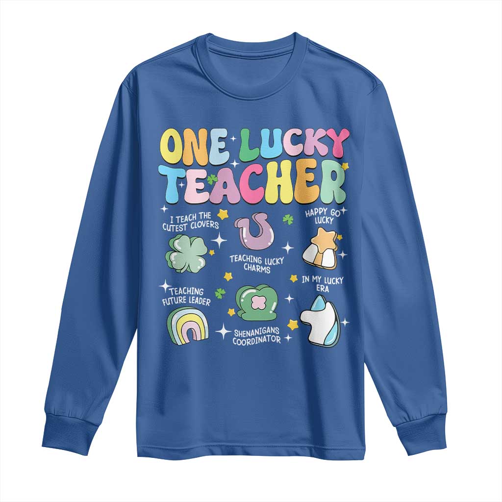 Funny St Patrick's Day Irish Teacher Long Sleeve Shirt One Lucky Teacher Lucky Era Shamrock