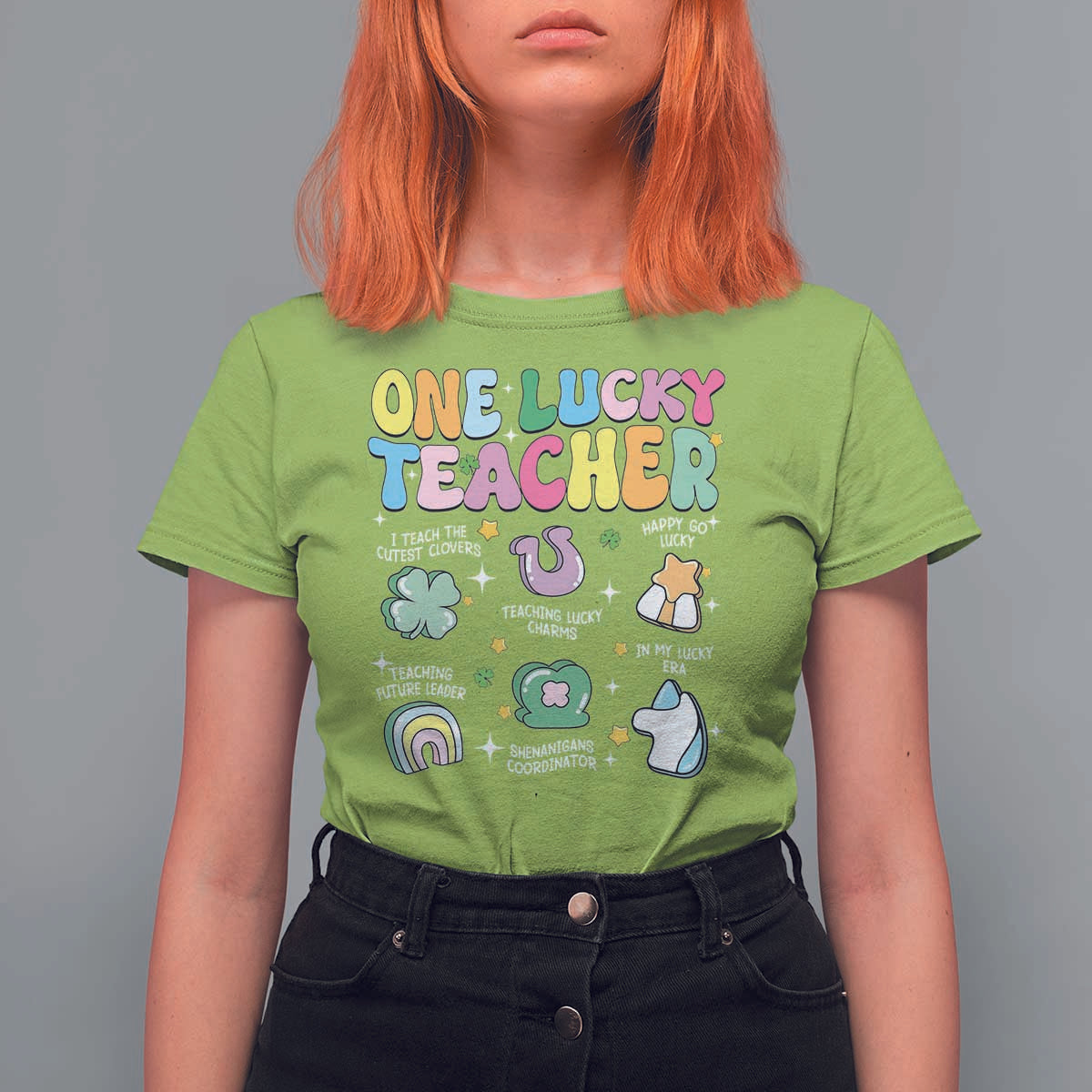 Funny St Patrick's Day Irish Teacher T Shirt For Women One Lucky Teacher Lucky Era Shamrock