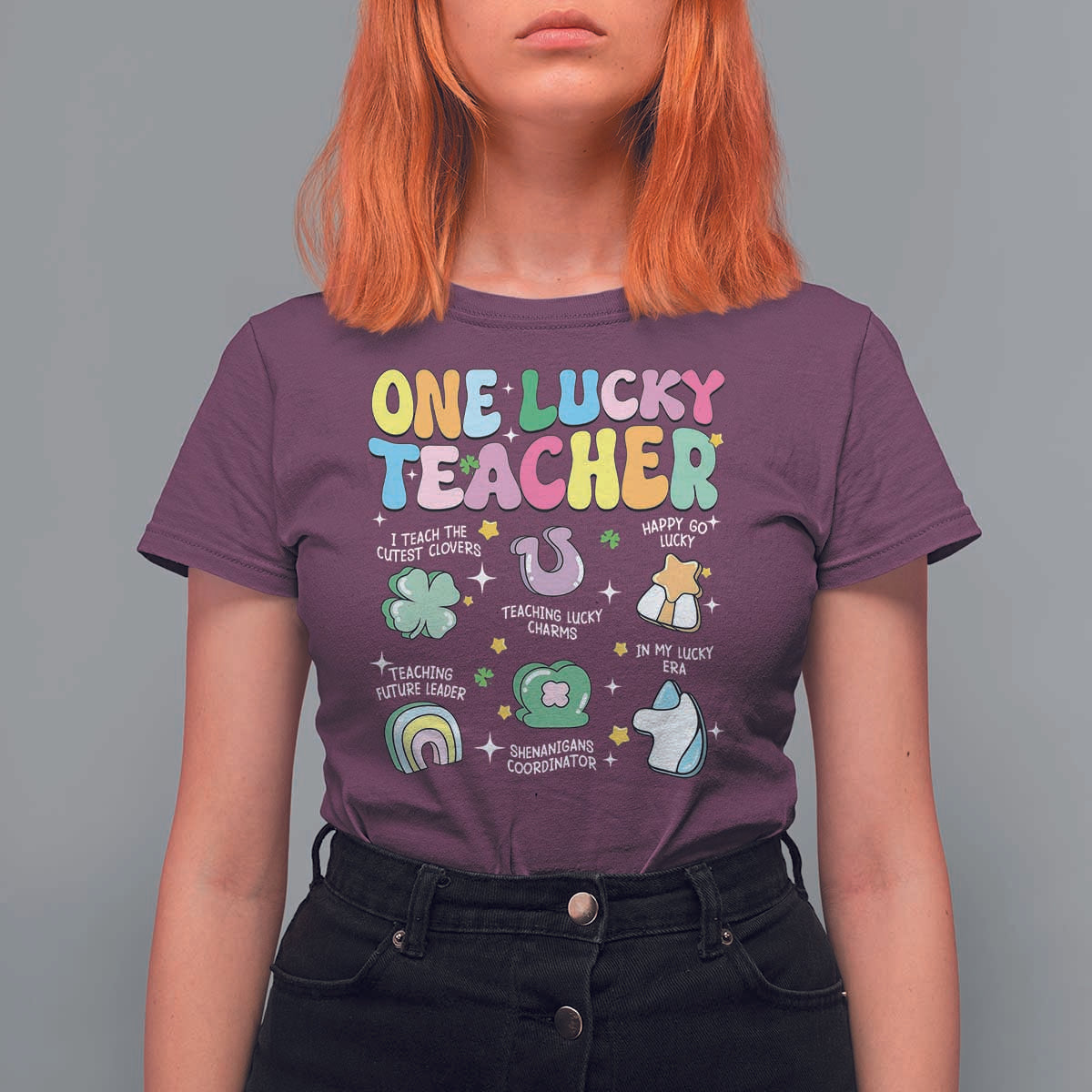 Funny St Patrick's Day Irish Teacher T Shirt For Women One Lucky Teacher Lucky Era Shamrock