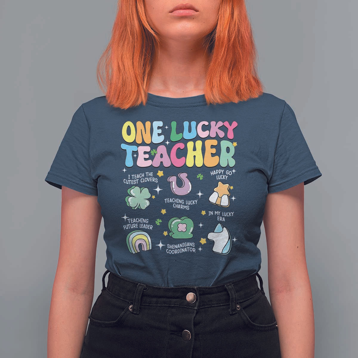 Funny St Patrick's Day Irish Teacher T Shirt For Women One Lucky Teacher Lucky Era Shamrock