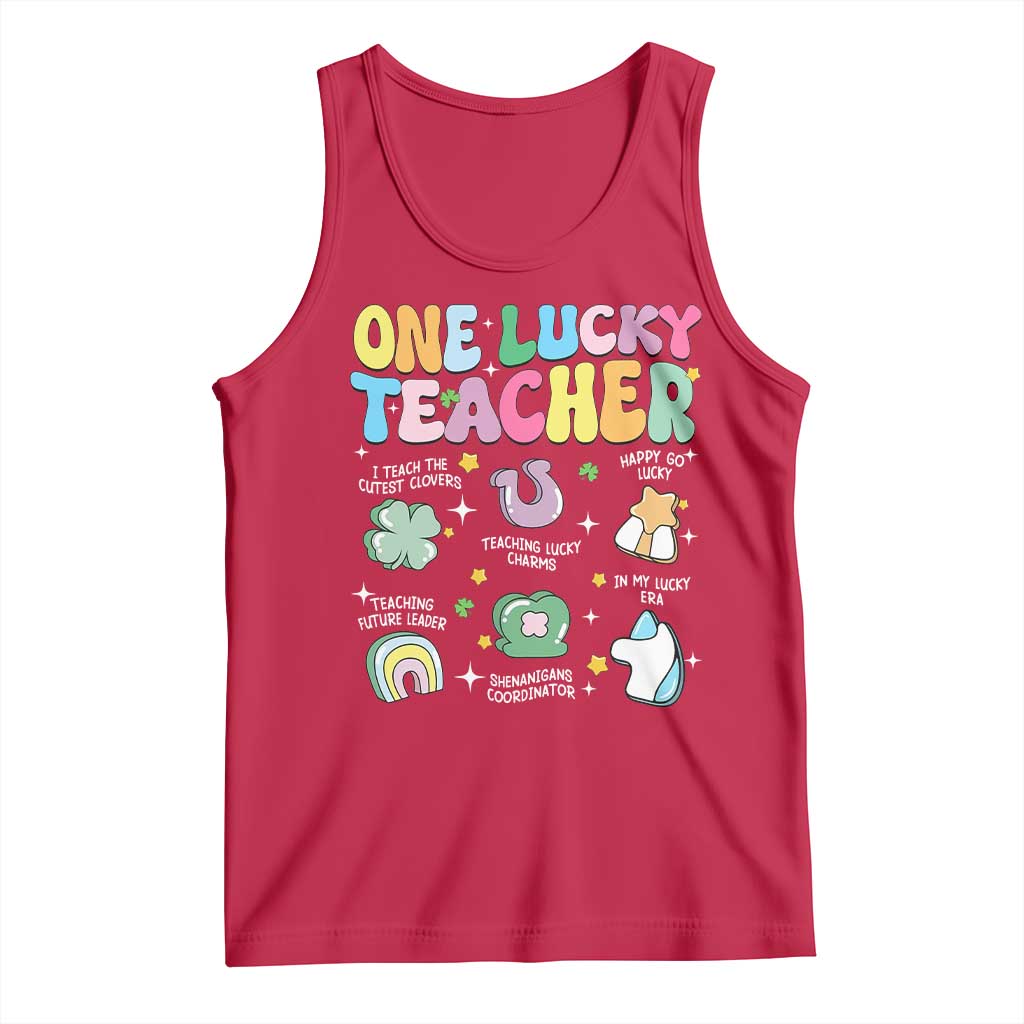Funny St Patrick's Day Irish Teacher Tank Top One Lucky Teacher Lucky Era Shamrock