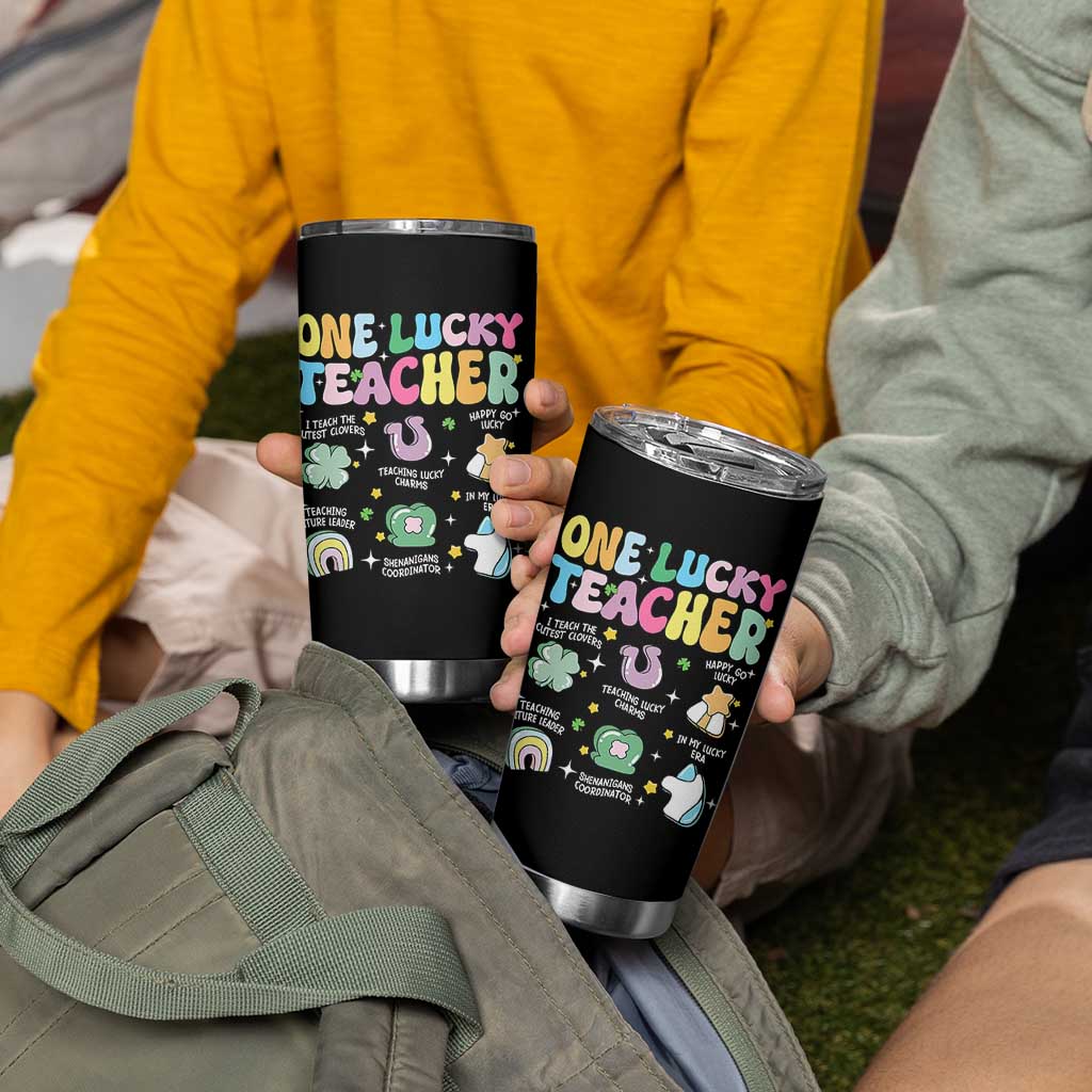 Funny St Patrick's Day Irish Teacher Tumbler Cup One Lucky Teacher Lucky Era Shamrock