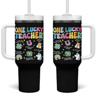 Funny St Patrick's Day Irish Teacher Tumbler With Handle One Lucky Teacher Lucky Era Shamrock