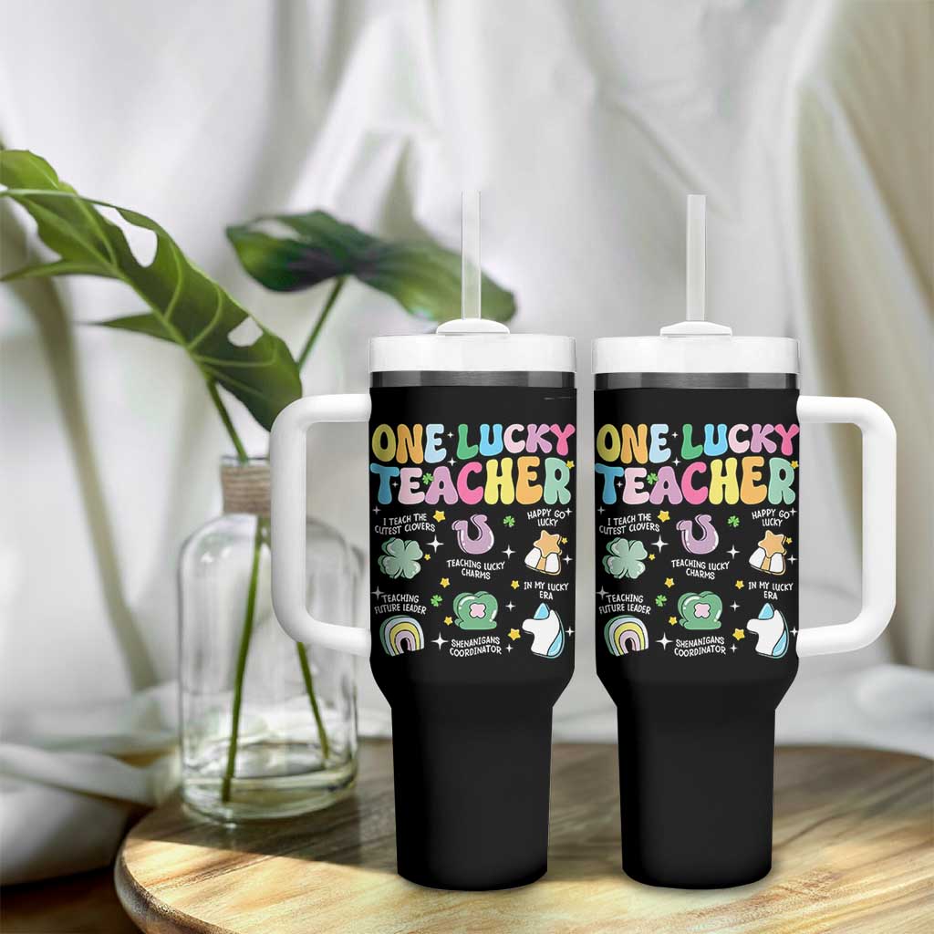 Funny St Patrick's Day Irish Teacher Tumbler With Handle One Lucky Teacher Lucky Era Shamrock