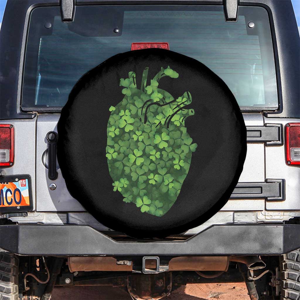 Funny St Patrick's Day Shamrock Heart Cardiac Nurse Anatomy Spare Tire Cover