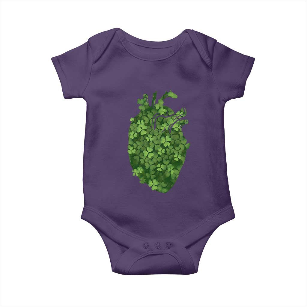 Funny St Patrick's Day Shamrock Heart Cardiac Nurse Anatomy Baby Onesie