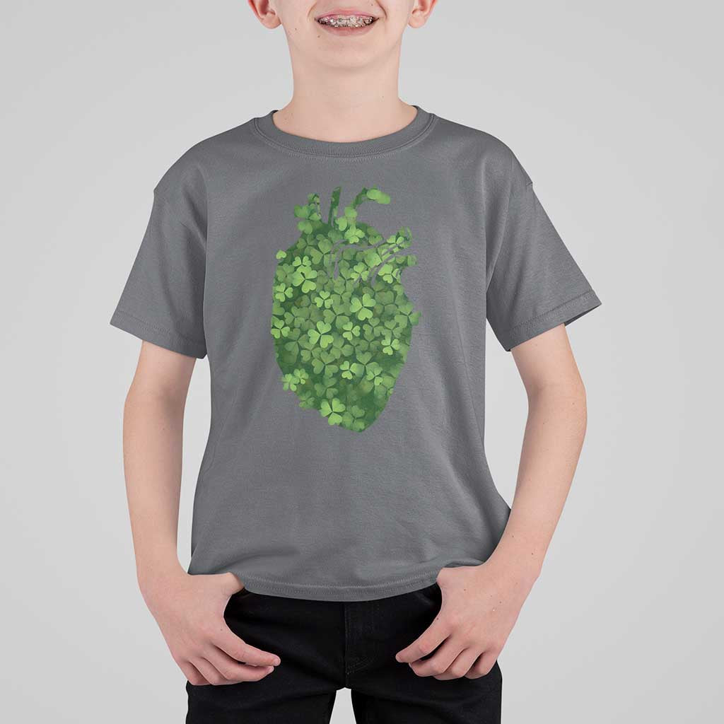 Funny St Patrick's Day Shamrock Heart Cardiac Nurse Anatomy T Shirt For Kid