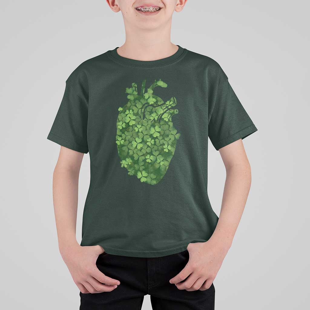 Funny St Patrick's Day Shamrock Heart Cardiac Nurse Anatomy T Shirt For Kid