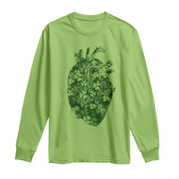 Funny St Patrick's Day Shamrock Heart Cardiac Nurse Anatomy Long Sleeve Shirt