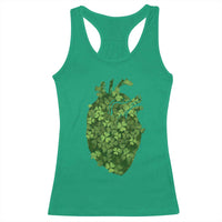 Funny St Patrick's Day Shamrock Heart Cardiac Nurse Anatomy Racerback Tank Top