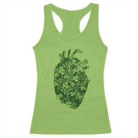 Funny St Patrick's Day Shamrock Heart Cardiac Nurse Anatomy Racerback Tank Top