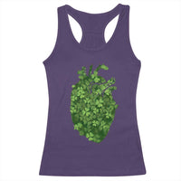 Funny St Patrick's Day Shamrock Heart Cardiac Nurse Anatomy Racerback Tank Top