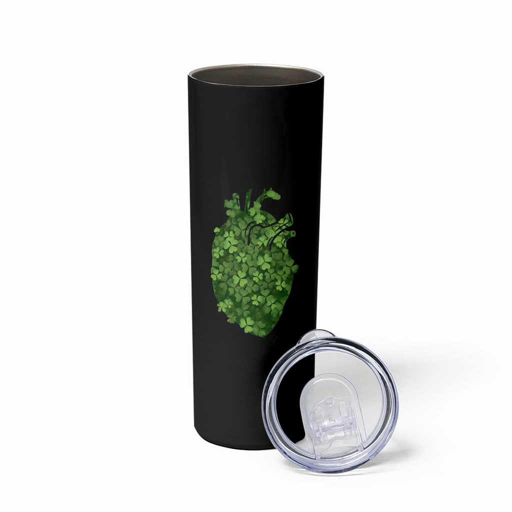 Funny St Patrick's Day Shamrock Heart Cardiac Nurse Anatomy Skinny Tumbler