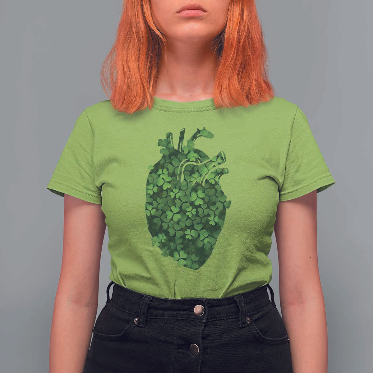 Funny St Patrick's Day Shamrock Heart Cardiac Nurse Anatomy T Shirt For Women