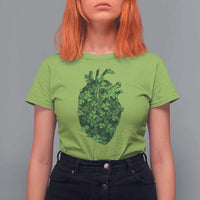Funny St Patrick's Day Shamrock Heart Cardiac Nurse Anatomy T Shirt For Women