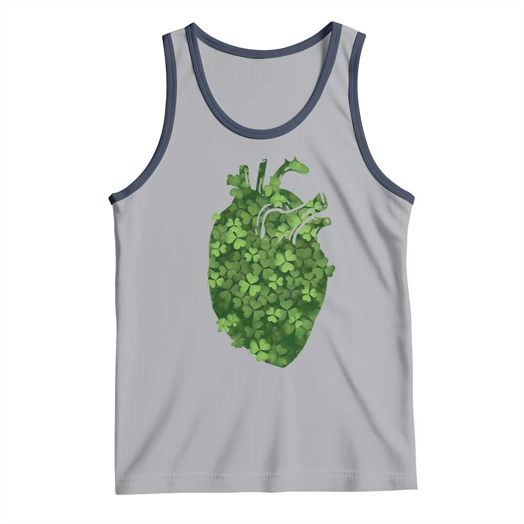 Funny St Patrick's Day Shamrock Heart Cardiac Nurse Anatomy Tank Top